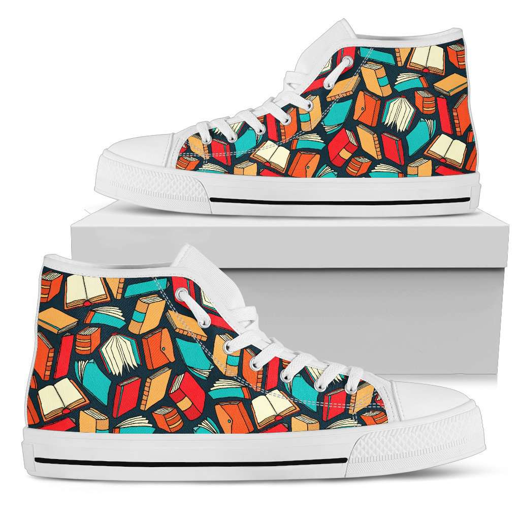 Book Lover's White High Tops Canvas Shoes - GreatGiftItems.com
