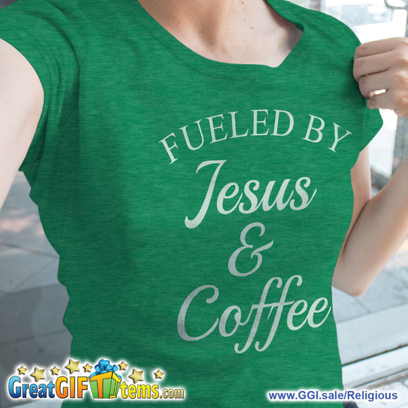 Fueled By Jesus & Coffee Heather Color T-Shirt