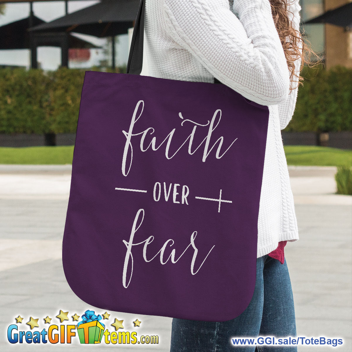 Faith Over Fear Canvas Tote Bag - 65% OFF