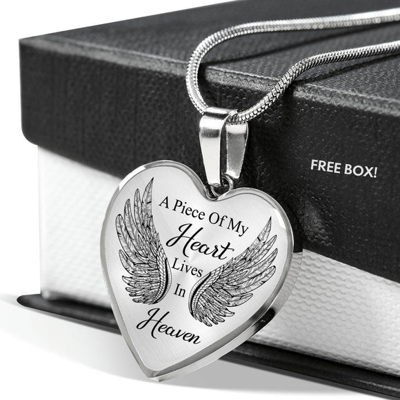 A Pierce Of My Heart Lives In Heaven Heart Necklace