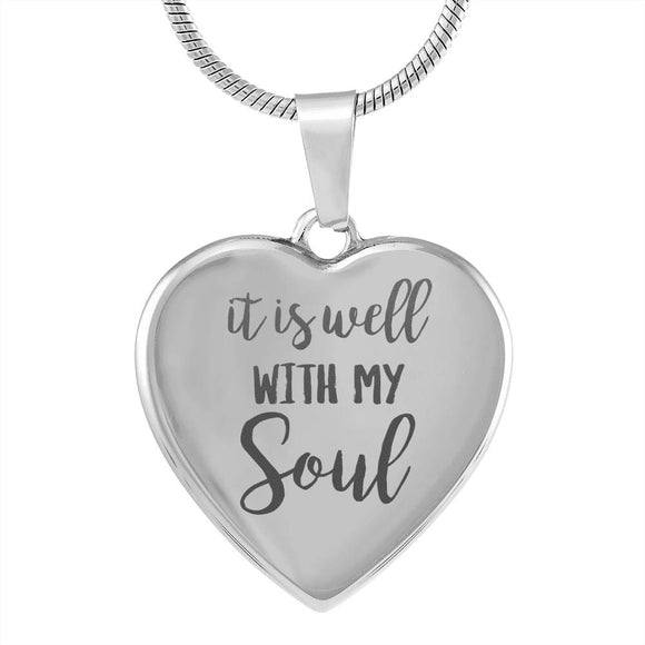 It Is Well With My Soul Heart Necklace With Laser engraved Pendant