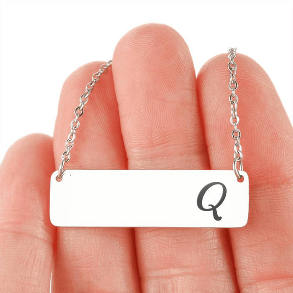 Silver Or 18k Gold Horizontal Bar Necklace - Q