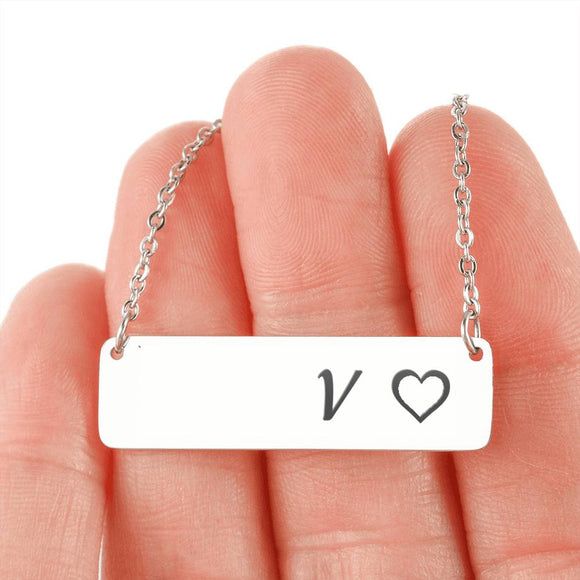Silver Or 18k Gold Necklace With Horizontal Bar - V