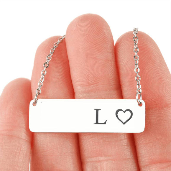 Personalized Necklace With Horizontal Bar 18K Gold - L