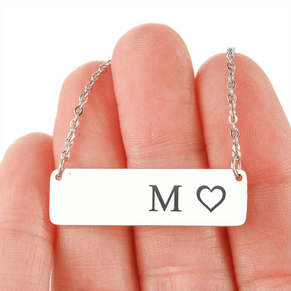Personalized Necklace With Horizontal Bar 18K Gold - M
