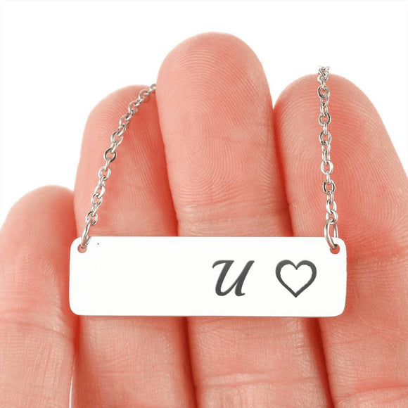 Silver Or 18k Gold Necklace With Horizontal Bar - U