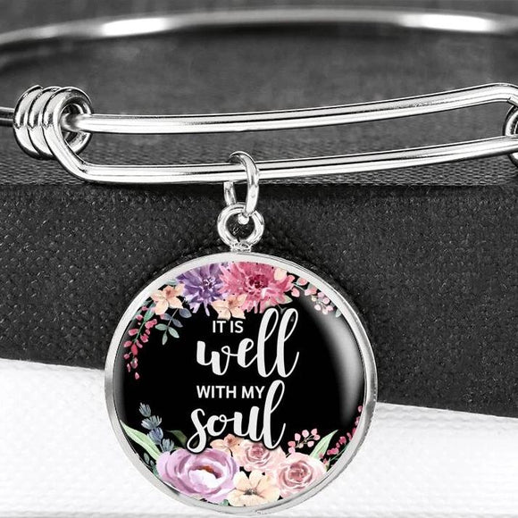 It Is Well With My Soul Bangle Bracelet With Pendant