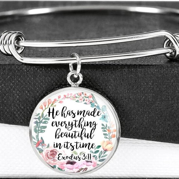 He Has Made Everything Beautiful In Its Time Exodus 3:11 Bangle Bracelet