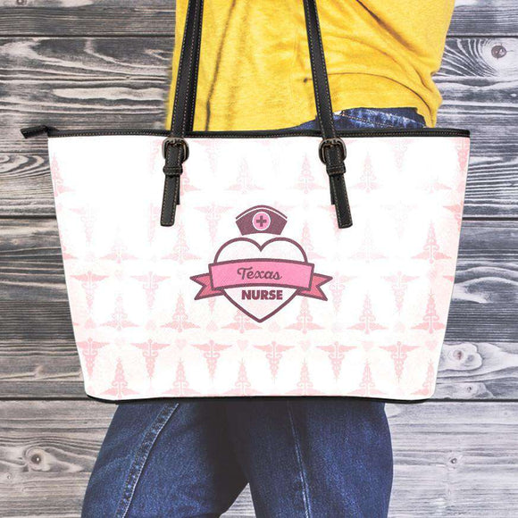 Pink Large Texas Nurse Leather Tote Bag