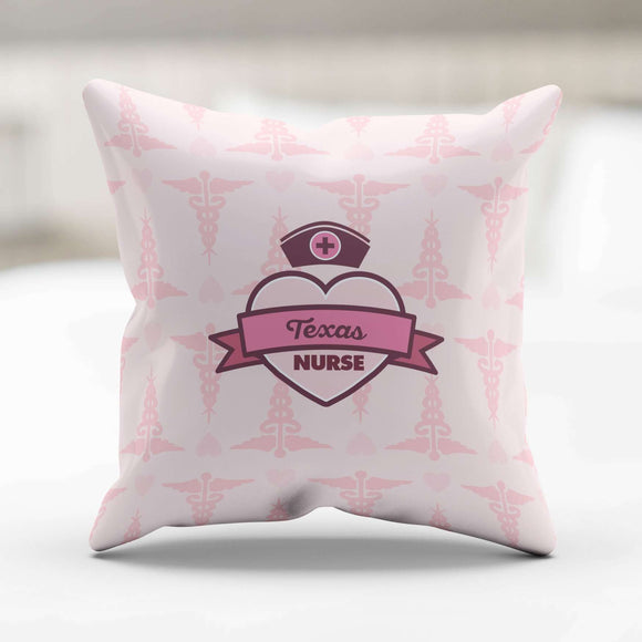 Pink Texas Nurse Throw Pillow Cover